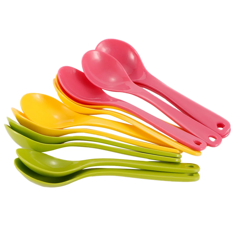 New Lovely 12 Pcs/lot Baby Toddler Feeding Spoon Safe Plastic Baby Training Eating Spoon Set Food High Quality Eating Training