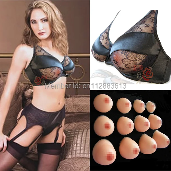 H CUP/SIZE11/1800g/pair /fit 40E/42DD/44D/46C/48B/50A /Silicone Breast  Forms /Crossdresser's False Boobs Enhancer + A Black Bra