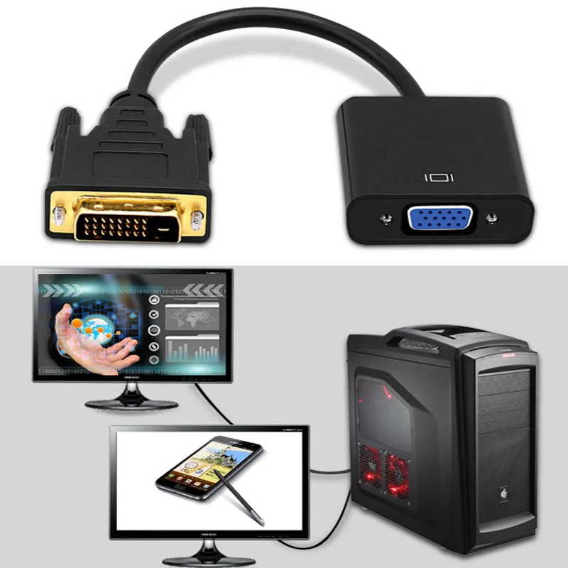 Hxairt Full HD 1080 P DVI-D в VGA адаптер 24+ 1 25Pin штекер в 15Pin Женский кабель конвертер для ПК компьютера HDTV монитор дисплей