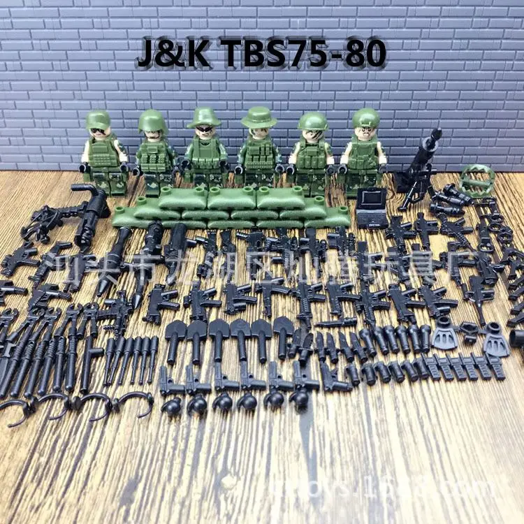 2017 New 6pcs Modern Military Armed Forces SWAT Jungle Maze Mini Sences Building font b Blocks