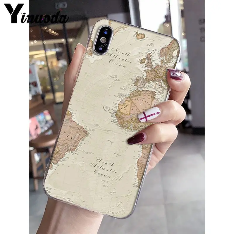 Yinuoda карта мира план путешествий Мягкий силиконовый чехол для телефона для iPhone 8 7 6 6S Plus X XS MAX 5 5S SE XR 10 чехол s - Цвет: A15
