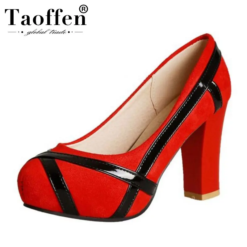Taoffen Women Plus Size 33-46 Party Mixed Colors Pumps Sexy Black Super High Heel Shoes Women Office Ladies Wedding Pumps