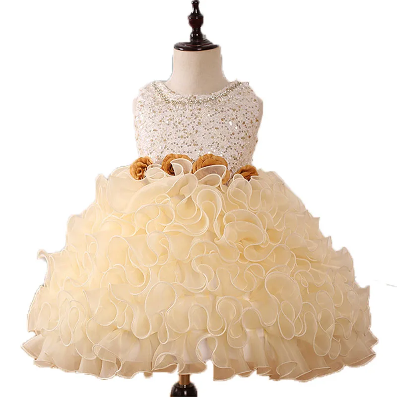 European Style Fancy Children Special Occasion Ball Gown Rose Gold