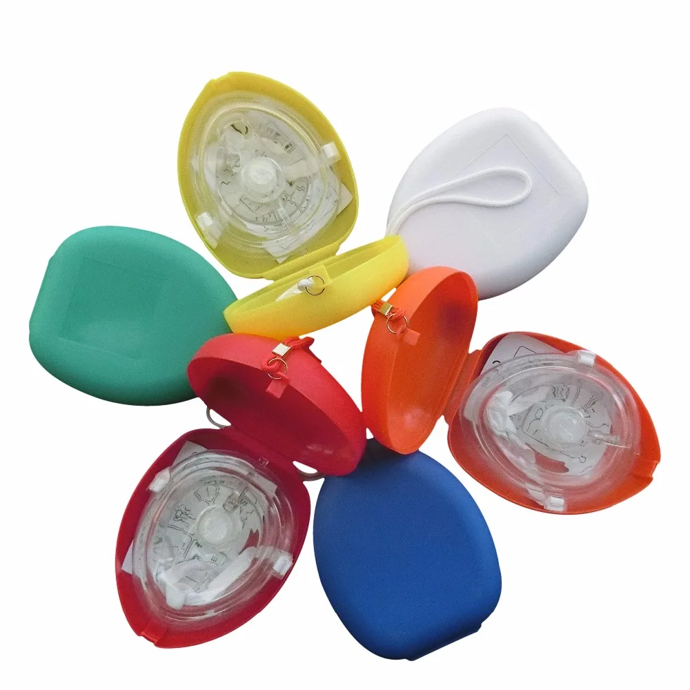 

30Pcs/Pack Big First Aid CPR Rescue Face Shield Mask Portable Multi Colors Face Shield Oxygen Inlet Resuscitator