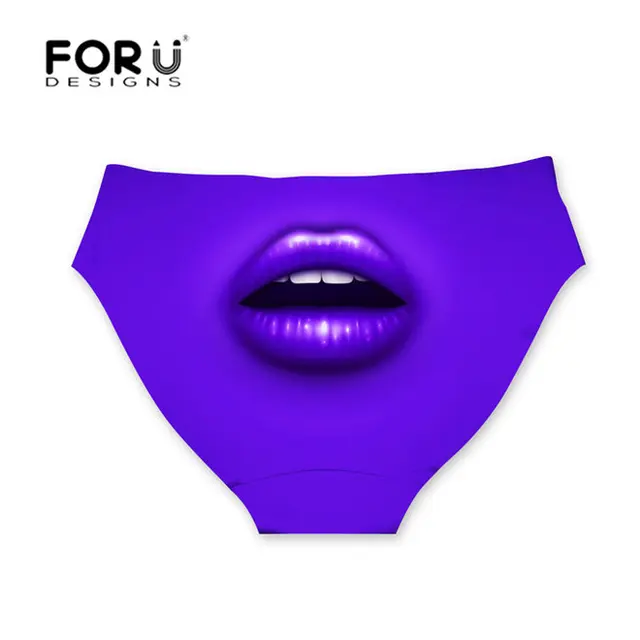 FORUDESIGNS Women Panties Sexy 3d Red Lip Print Underwear Seamless Briefs for Women, Ladies