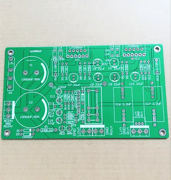 

Free Ship LM3886 double track power amplifier PCB Blank Circuit Board for hifi