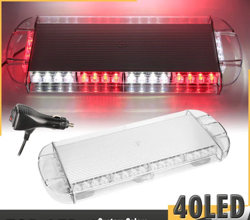 

22" 40 LED Emergency Hazard Warning Beacon Tow Truck Strobe Light Bar Red White