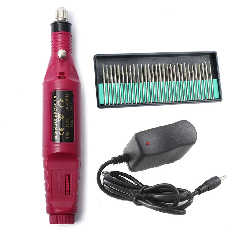 

1 Set 30 Bits Professional Electric Manicure Machine Pen Pedicure Nail File Tools Nail Drill Machine EU US Indicator Plug New