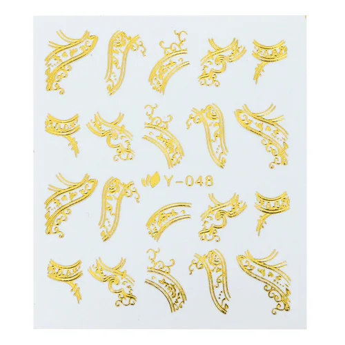 Y-048 Gold 1 шт Декоративные наклейки для ногтей Золото Серебро переводные наклейки слайдеры кошка/лист/ожерелье DIY Nail Art Переводные картинки Маникюр попробуйте-4 - Цвет: Y-048 Gold
