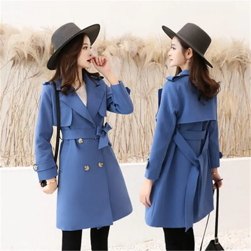 

fashion Double-breasted Long Trench Coat Women Large Size 5XL 2019 Spring Autumn Suit Slim Long Sleeve Women Windbreaker X486