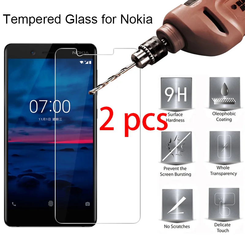 

2 pcs! 9H HD Tempered Glass Screen Protector for Nokia 9 8 7 Plus 6 5 2017 Protective Glass Front Film on Nokia 4 3 2 1