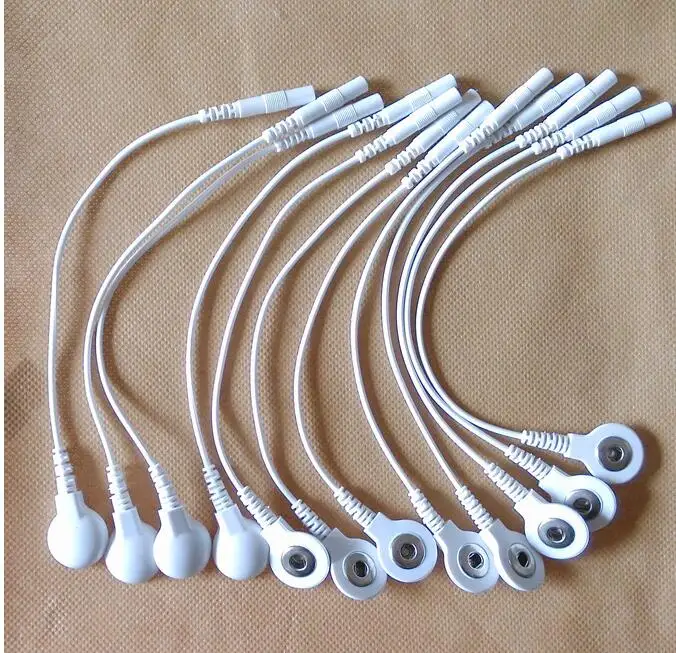 

12 Pieces Adapter Tieline Short Cables Electrode Wires With Snap 3.5mm Plug Hole 2.0mm