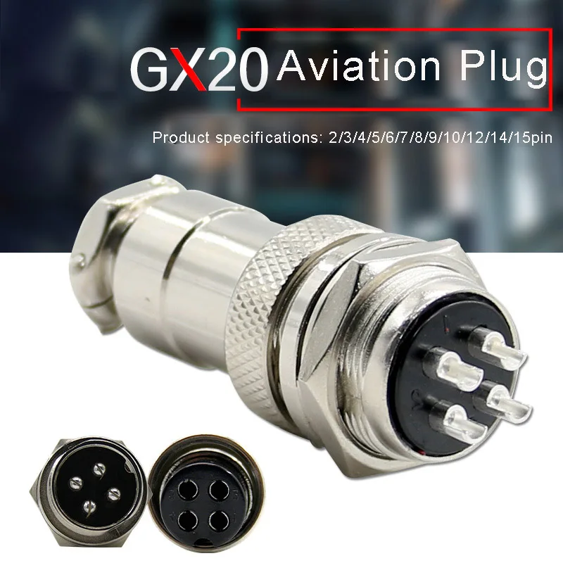 

Aviation Connector Plug Socket GX20 2pin 3pin 4pin 5pin 6pin 7 8 9 10 12 14 15pin 20M Metal Round Connectors for Industrial Equi