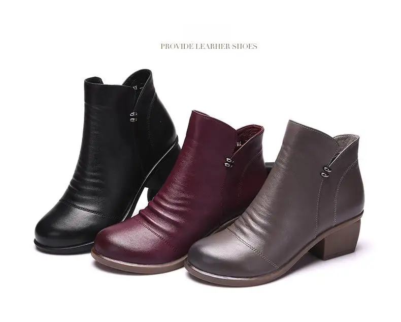 Женские Ботильоны на каблуке; повседневная обувь на молнии; женские ботинки; цвет черный, серый; натуральная кожа; большой размер 40