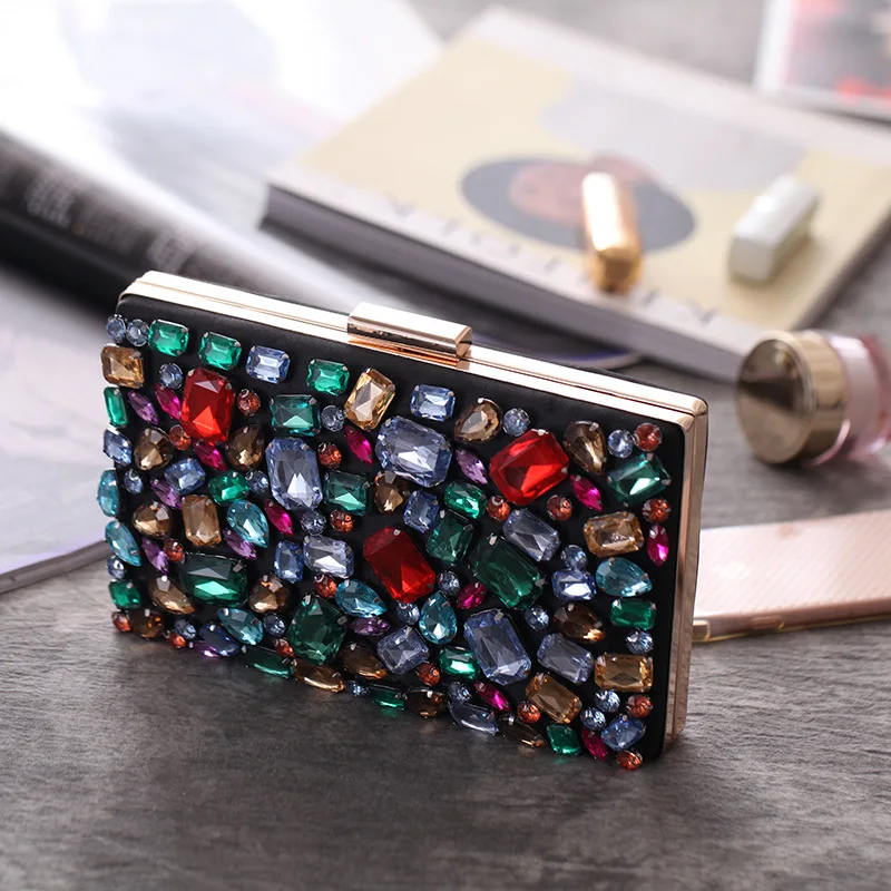 Colorful Geometric Diamonds Evening Bag For Women Mini Day Clutches Elegant Ladies Wedding Cocktail Party Makeup Phone Handbag