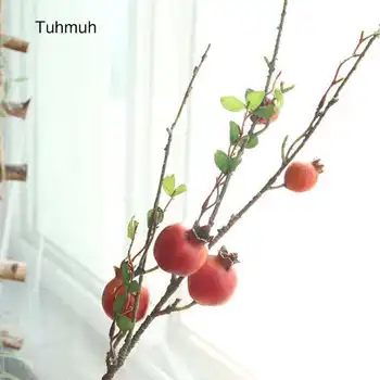 

Vivid Artificial Pomegranate Foam Fruit Branch Artificial Green Plant Flowers for Wedding Home Garden Decoration 4pcs