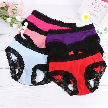 

Semi Sheer Thongs Women Sexy Slinky Open Butt Lace Bowknot Exotic Panties Lingerie Underwear