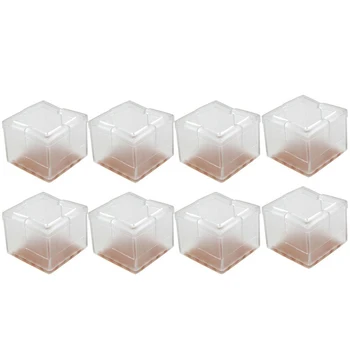 

Wood Floor Protectors 8pcs Square 40*40mm Silicone Chair Leg Caps Feet Pads Furniture Table Covers (Transparent)