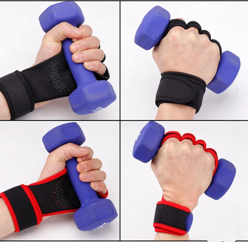 New 1 Pair Weight Lifting Training Gloves Women Men Fitness Sports Body Building Gymnastics Grips Gym Hand Palm Protector Gloves (17)