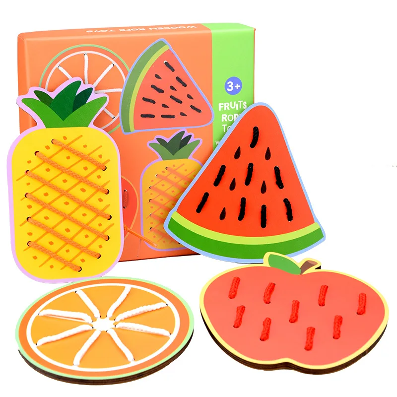 Large Cartoon Animal/Fruit 4pcs Threading Board Children's Educational Early Wooden desktop Toys Game Life Skills Montessori Toy Large Cartoon Animal/Fruit 4pcs Threading Board Children's Educational Early Wooden desktop Toys Game Life Skills Montessori Toy