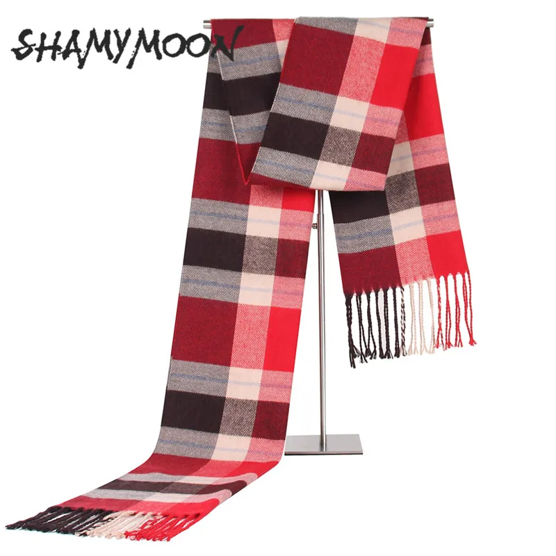 

SHAMYMOON Winter Scarf Men's New Fashion Soft Plaid Scarf Gentleman Luxury Shawl Cashmere Casual Trend Warm Men's Scarf SC026