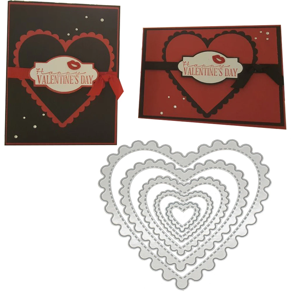 

5pcs/set NEW Heart metal cutting dies for scrapbooking Valentine's Day Anniversary Wedding Card Decoration