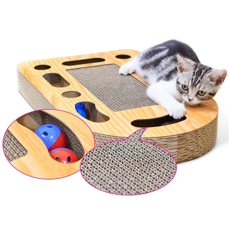 Pet Supplies Dog Cat Grinding Claw Toy Scratching Multihole with Balls