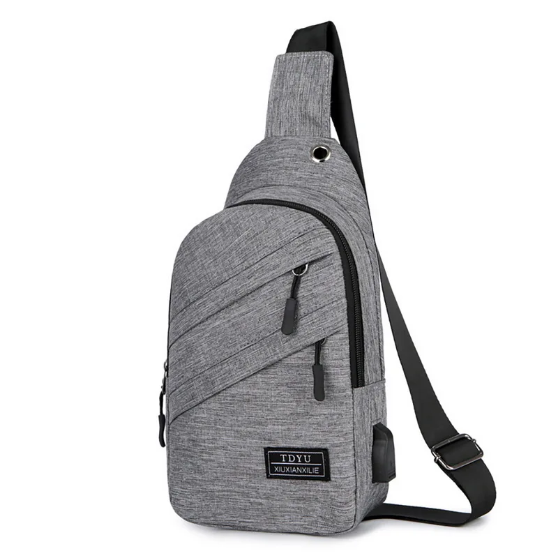

Litthing 2019 New Men's Waterproof Chest Bags with Headphone Hole and USB Charging Port Crossbody Outdoor Travel Shoulder Bags