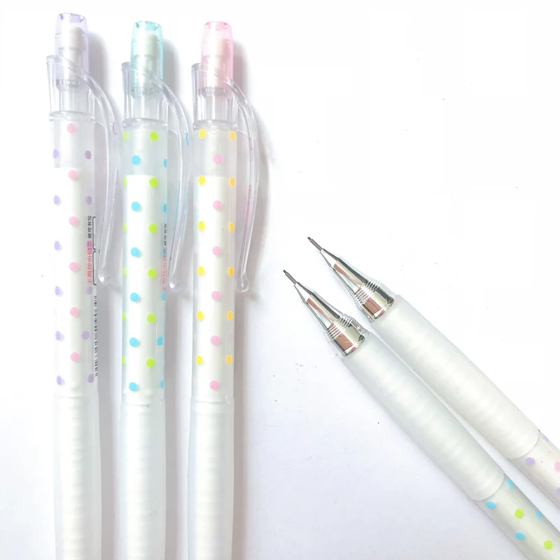 

3X Kawaii Simple Dot School Supply Student Stationery Automatic Press Pencil Writing 0.4mm