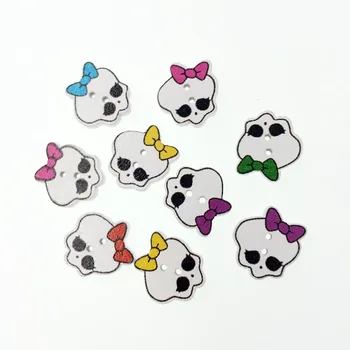 

100Pcs Kawaii Bulk Skeleton Evil Wood Button Sewing Accessories Decorative Buttons Scrapbooking Handmade Craft DIY Charm 18mm