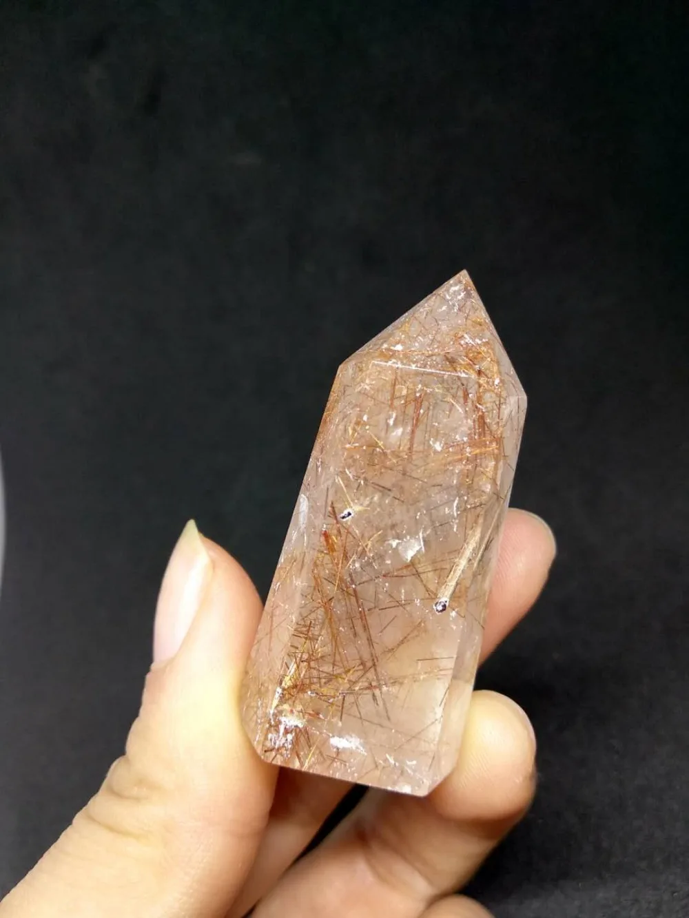 

Best!!! NATURAL Copper Hair Rutilated Quartz Crystal Point Wand Healing