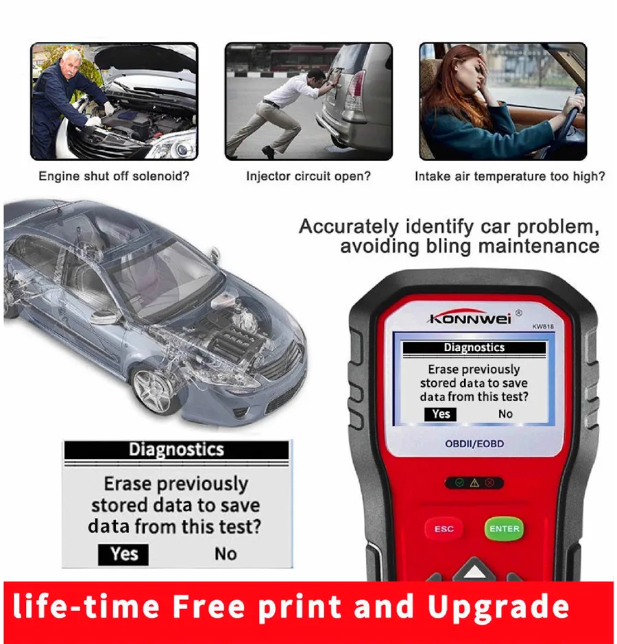 OBD2 сканер EOBD диагностический инструмент для автомобиля ELM327 MS509 12 В проверка тестером батареи двигателя автомобиля диагностики ODB 2 сканер