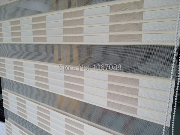 

Custom Made 100% Polyester Beige Fold Translucent Rollrt Zebra Blinds Window Curtains for Living Room 7 Colors are Available