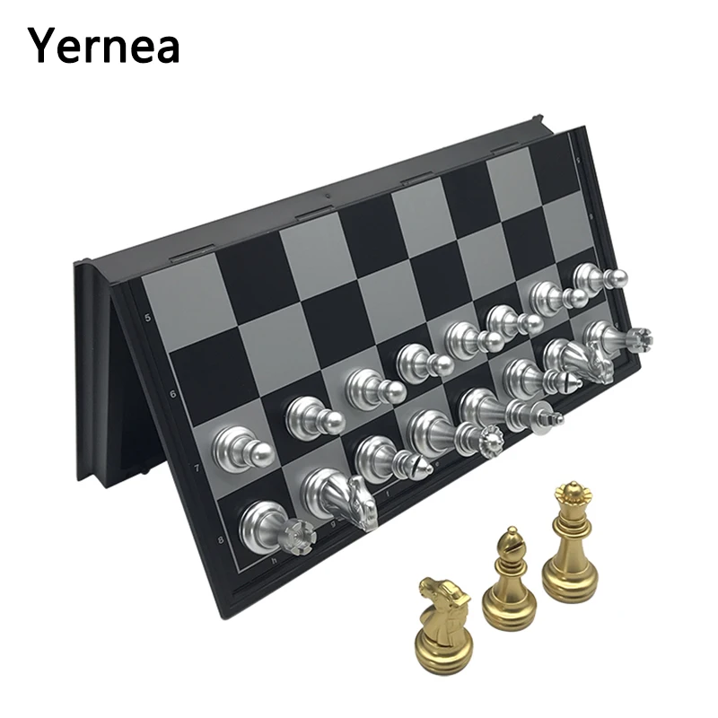 

Yernea Chess Set For High Quality Chess Game Pieces Chess Magnetic Board Folding Plate Large Gold Silver