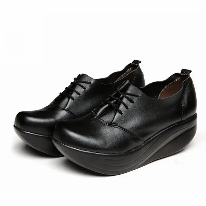 GKTINOO New Women's Genuine Leather Platform Shoes Wedges