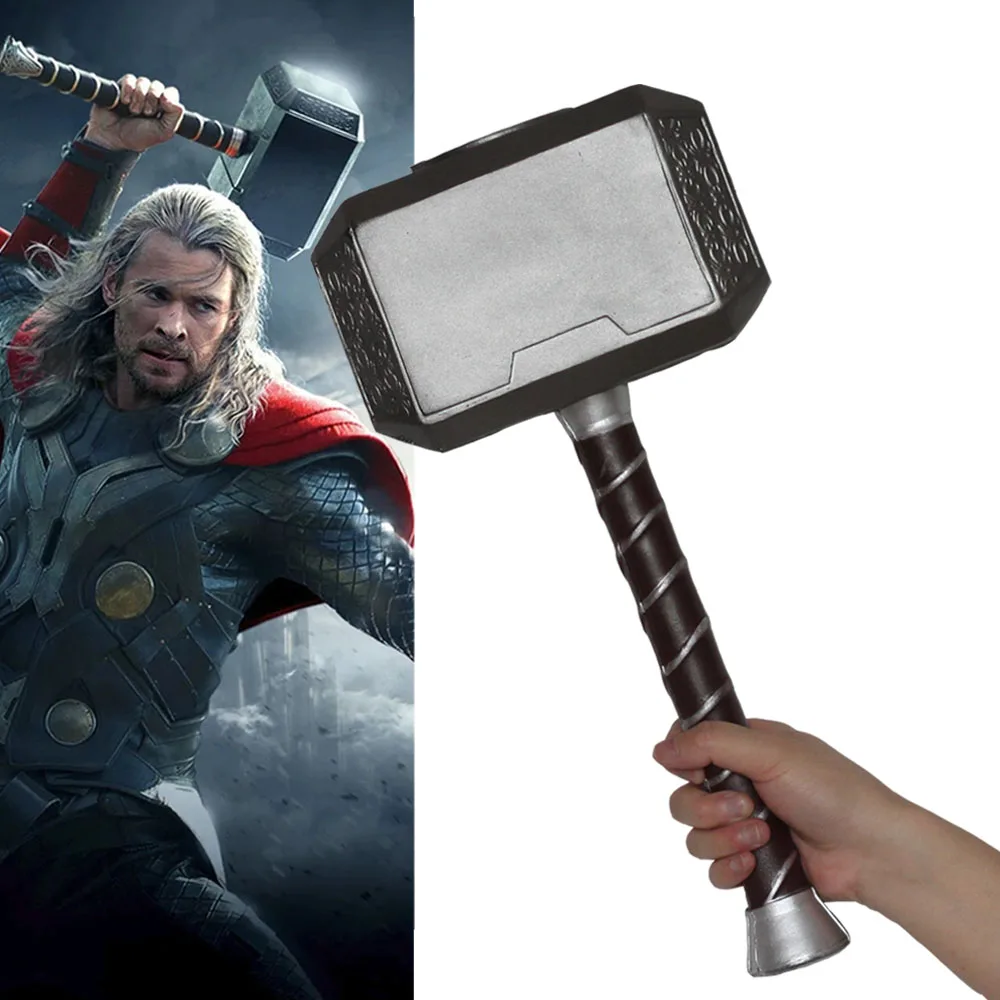 

1:1 Type 2019 The Avengers Endgame Thor Hammer Captain American Cosplay Mjolnir Marvel Superhero Weapon PU Material Props 44cm