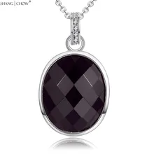 2016 Summer Fashion Jewelry Oval Sharp Black Onyx Stone 925 Sterling Silver Pendant for font b