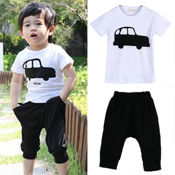 

2pcs Baby Boy Clothes Sets Kids Short Sleeve T-shirts Tops +Pants Outfit Clothing Suits