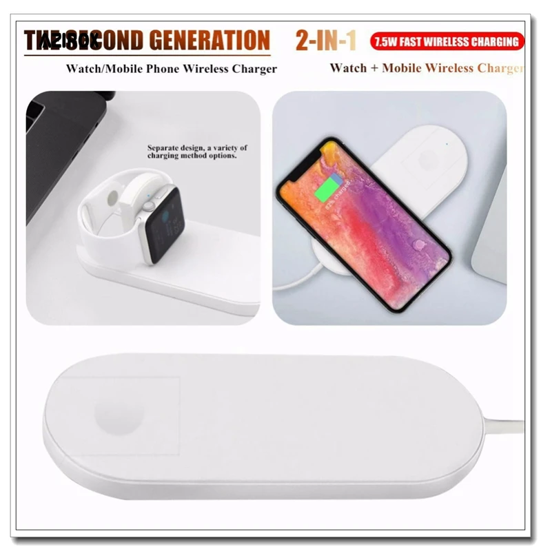 AZIROX Qi Беспроводное зарядное устройство Быстрая зарядка для Apple Watch 3 ForiWatch iPhone X 8 plus 2 в 1 быстрый беспроводной планшет USB адаптер для телефона