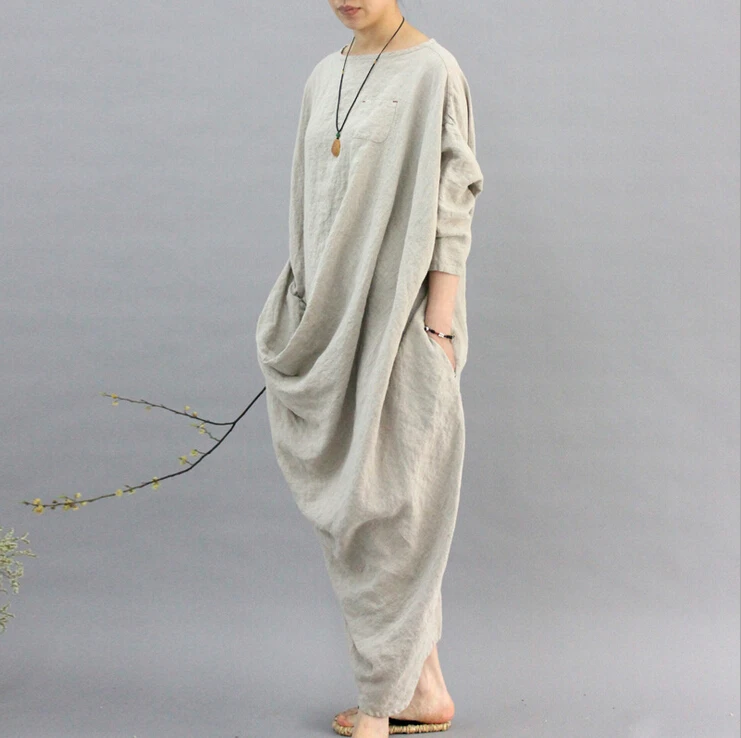 2019 100 Linen Robe Women Original Design Cloth Hemp Color Personality Omen Dress Long Sleeved Casual Flax Mori Dress N121 Mori Dress Designer Dressdress Designer Aliexpress
