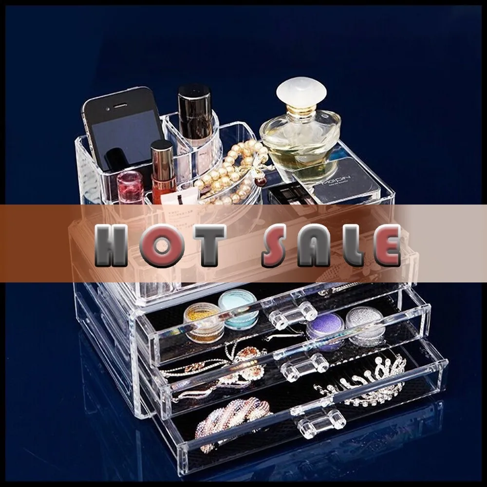 

Panic buyingArrivals Multi-layer large capacity drawer type transparent cosmetic plastic storage box desk accessories