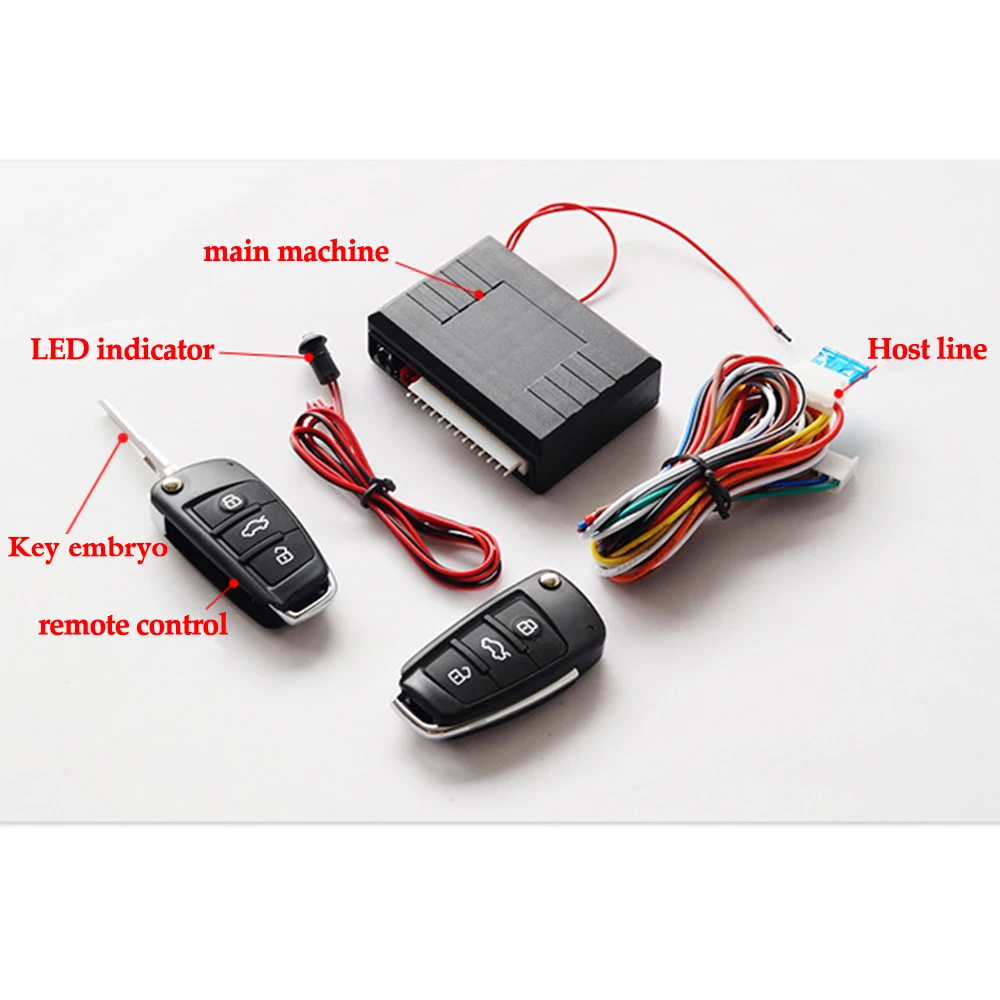 Universal Car Auto Keyless Entry System Button Start Stop LED Keychain Central Kit Door Lock with Remote Control