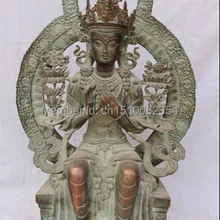 2" Китайский Тибетский Буддизм Бронзовый Будда Майтрея Lianhua Лотоса На Основе Статуя