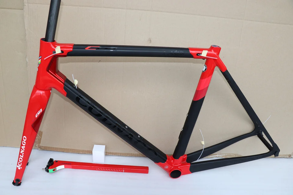 Flash Deal 2019 New arrival T1100 3K Matte-Glossy Black Red Colnago C64 carbon road frame bicycle Frameset with 16 colors for selection 2 Flash Deal 2019 New arrival T1100 3K Matte-Glossy Black Red Colnago C64 carbon road frame bicycle Frameset with 16 colors for selection 2