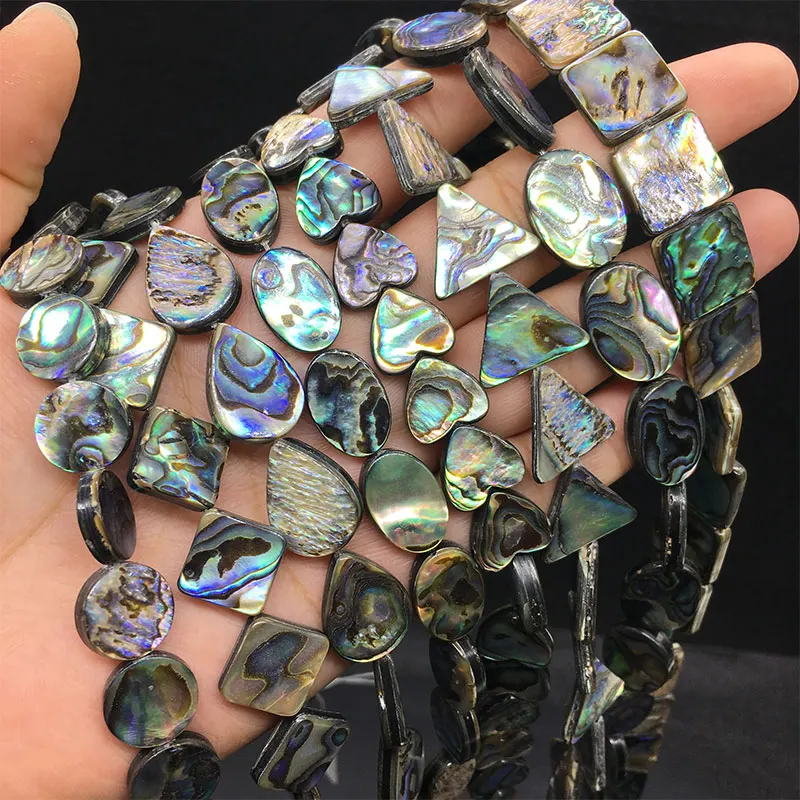 Kaufen Art und weise mischte farbe EINE runde teardrop förmigen platz Natürliche Abalone Muschel Perlen für weibliche DIY Schmuck Armbänder Halsketten