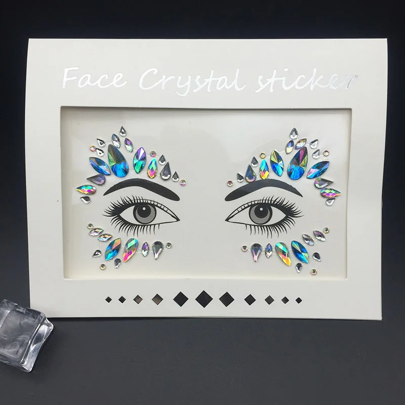 Pulaqi 3D наклейки с блестящими кристаллами для лица, вечерние DIY самоклеящиеся стразы для глаз, украшения на грудь, аксессуары, вечерние художественные наклейки F - Цвет: Серый
