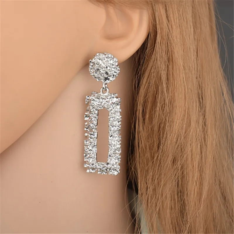

2019 New Style Big Rose Gold Silver Color Earrings for Women Hyperbole Creative Long Dangle Earrings Fashion Jewelry Accessories