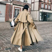 Британский стиль, новинка, весенний женский длинный плащ, ветровка, стильный модный женский плащ с поясом