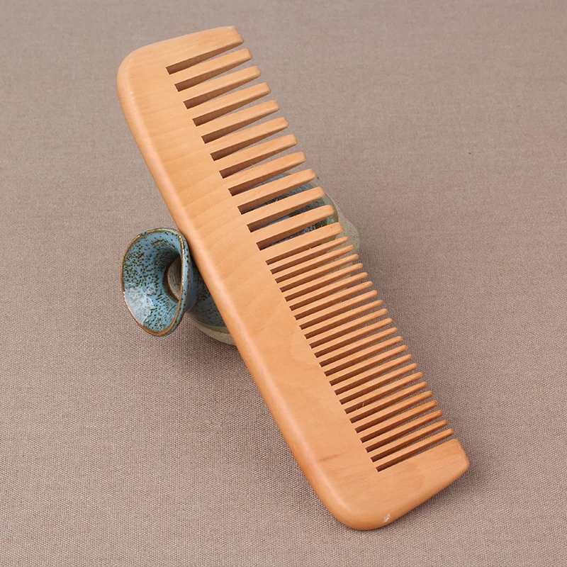 NAPSE L37 Wide fine tooth wood comb anti-static care peach wood comb fine wooden comb printing logo.