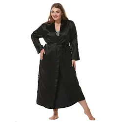 Длинная Стильная черная женская одежда летнее кимоно из вискозы банный халат сексуальная ночная рубашка с v-образным вырезом повседневная